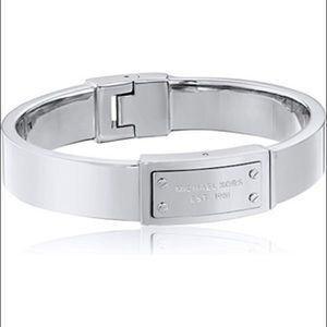 Michael Kors Silver Plaque Hinged Bracelet